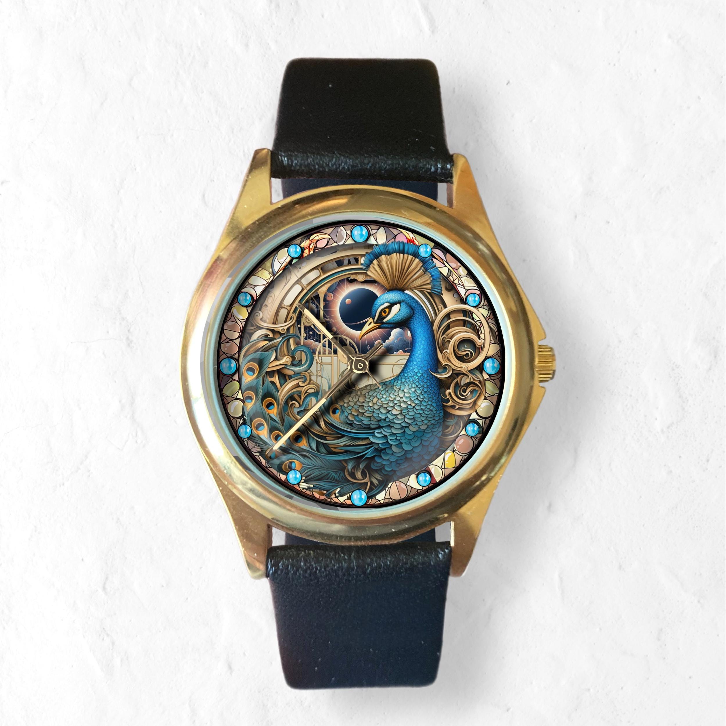 Peacock Wristwatch, Unisex Time Piece, Detailed Watch Face  display picture 1