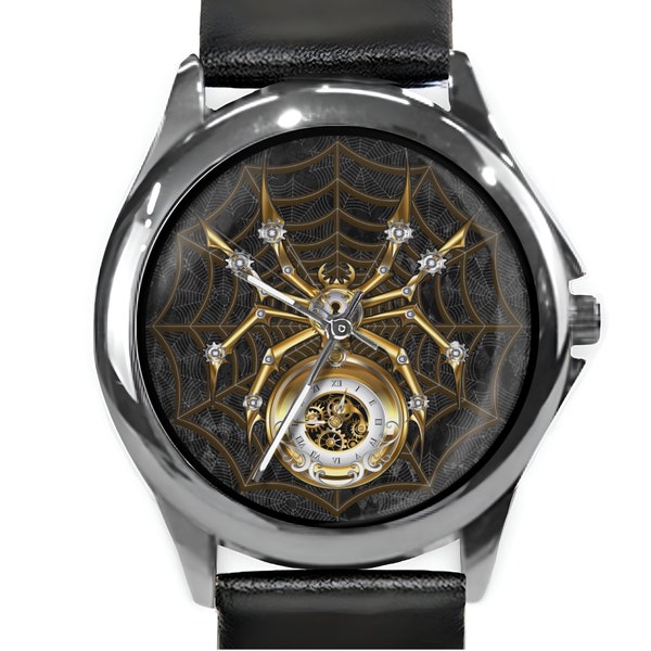 Spider Watch, Unique Watches, Steampunk Spider, Unisex Wristwatch, Steampunk Watch, Spider Gift, Watches for Women, or Men, 4 Watch Choices