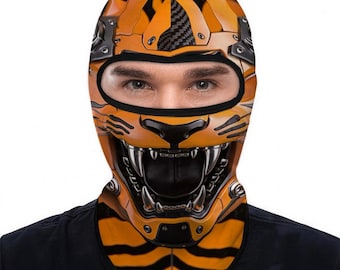 Cyber Tiger Mask, Balaclava Face Mask, Halloween Costume, Head Face Mask, Cyberpunk Mask
