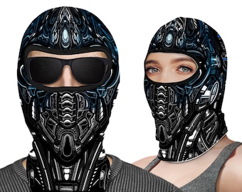 Cyberpunk Balaclava Mask, Futuristic Samurai Costume, Full Head Mask