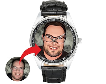 Custom Photo Watch for Men: Personalized Stainless Steel & Leather