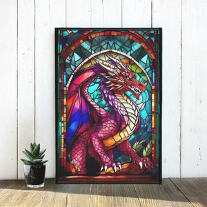 Red Dragon Puzzle, Faux Stained Glass Dragon, Jigsaw Puzzle, Animal Puzzles, Adult Puzzle, Dragon Gift, Beautiful Puzzle, 300 to 1000 Pieces