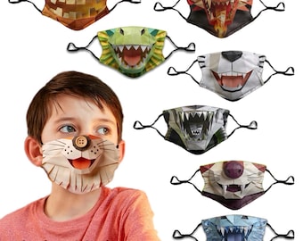 Kids Face Mask, Halloween Costume, Origami Animals, 2D Fox Papercraft Face Cover