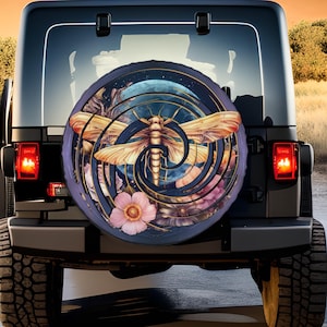 Dragonfly Tire Cover: Night Sky Swirl, RV Camper SUV Truck