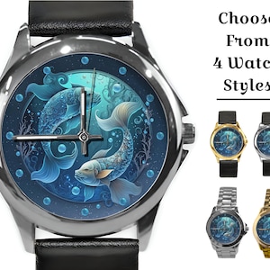 Sterrenbeeldhorloge, verjaardagscadeau vissen, sterrenbeeldhorloge, dierenriemarmband, astrologiehorloge, gedrukt horloge, uniek horloge, uniseks polshorloge