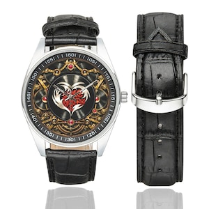 Steampunk Music Fan Watch - Heart & Retro Vinyl Record Wristwatch One Size