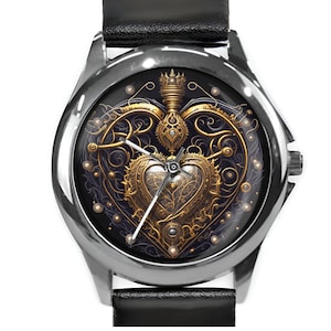 Watches for Women, Steampunk Heart Watch, Unique Watches, Steampunk Gift, Choose Leather for Women or Stainless Steel for Men, Timepiece