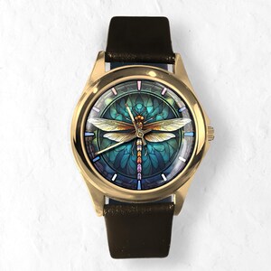 Watches for Women, Dragon Fly Gift, Unique Watches, Unisex Wristwatch, Colorful Hour Marks, Gold Watch, Silver Watch, Watch for Men & Women image 8