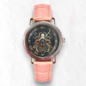 Octopus Watch: Personalized Stainless Steel & Leather Timepiece Black leatherstyle 2