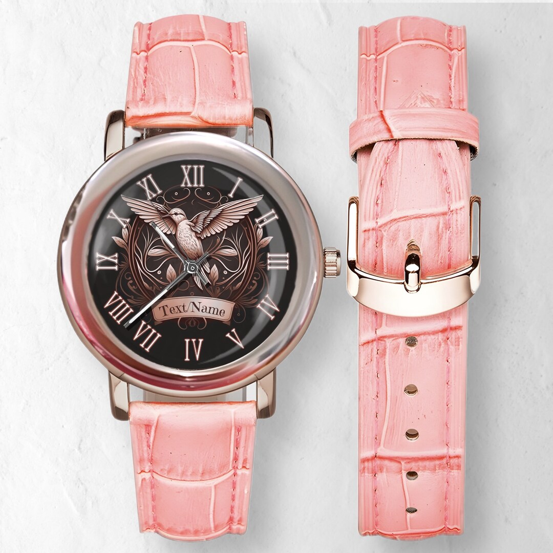 Rose Gold Bracelet Watch with Hummingbird Dial Olivia Burton Hummingbird Motif Leather Strap Watch OB13AM06 main image 2