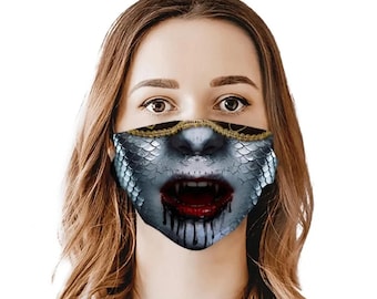 Vampire Fangs Half Mask - Gothic Serpent Masquerade Halloween Disguise