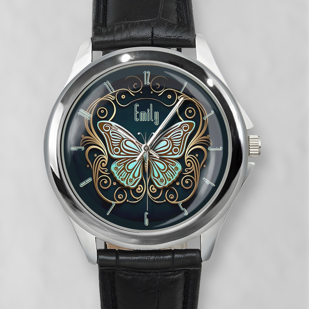 Butterfly Custom Wristwatch, Personalized Watch for Women, Men, and ...