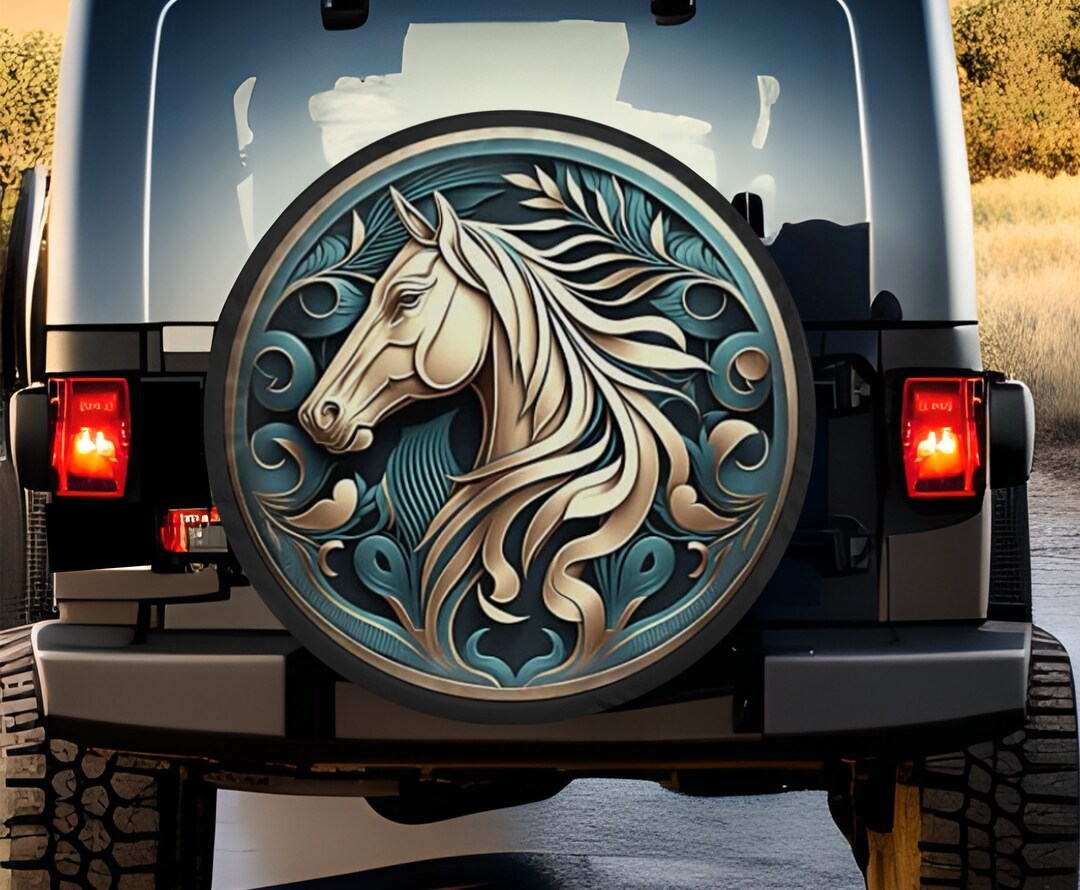 Horse Tire Covers, Spare Tire Cover, Horse Medallion, Printed Tire