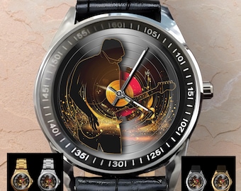 Vinyl Record Watch: Laser Cut Musician Design Handmade Stainless Steel Leather Watches