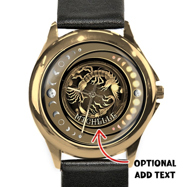 Scorpio Watch, Zodiac Watch, Zodiac Birthday Gift, Watch for Women, And Men, Astrology Watch,  Horoscope Gift, Unique Watches, Custom Text