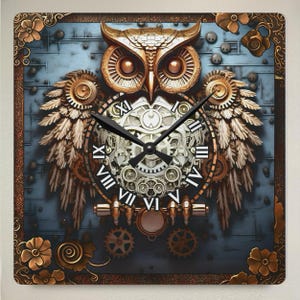 Steampunk Owl Wall Clock: Vintage Style Acrylic Timepiece