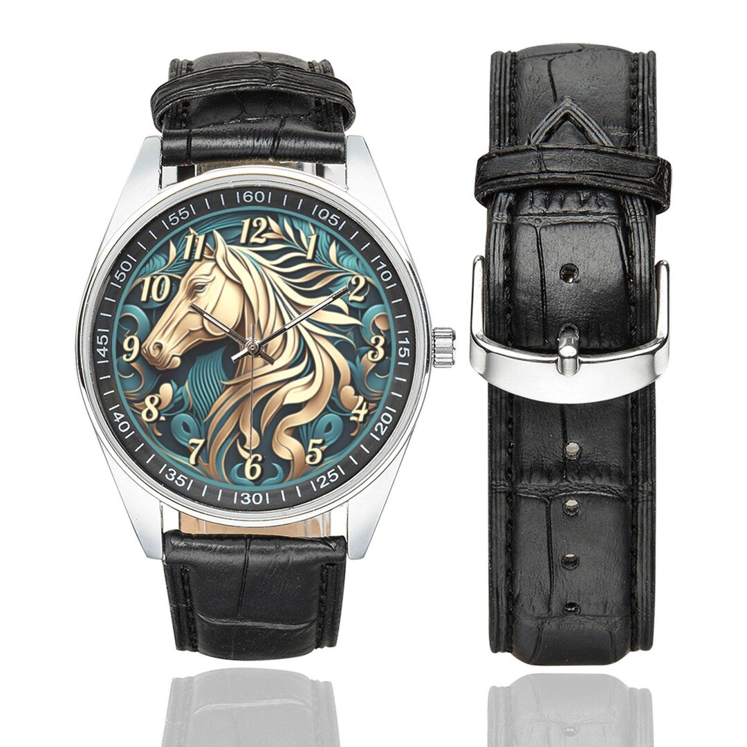 Horse Medallion Watch for Women, 3D Effect Horse Watch Face  display picture 3