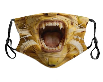 Banana Monster Half Mask - Creepy Fruit Fangs Halloween Costume Disguise