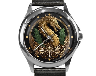 Dragonfly Dragon Watch: Personalized Unisex Timepiece, Unique Watches, Double dragon, Dragon Lover Gift, Statement Accessories