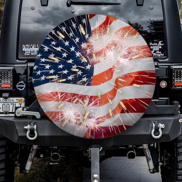 Jeep Tire Cover American Flag Etsy