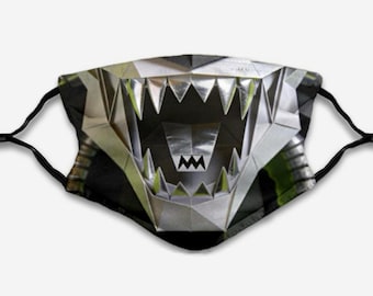 Origami Face Mask - Geometric Monster Costume - Kids Cyber Face Cover - 2D Print