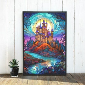 Stained Glass Castle, Wood Jigsaw Puzzle, Fairy Tale Gifts, Puzzle for Adults, Puzzle for Families, Beautiful Puzzle, 300 , 500, 1000 Piece