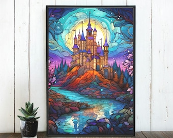 Stained Glass Castle Jigsaw Puzzle: Family Puzzle (300, 500, 1000 Piece)