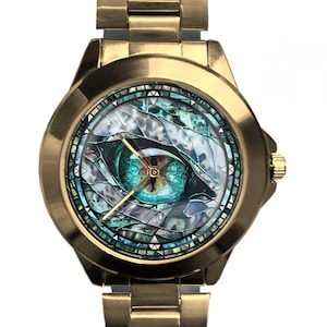 Dragon Eye Watch: Stained Glass Printed Dial, Unique Timepiece
