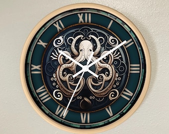 Reloj de pulpo: decoración de pared con números romanos de estilo vintage