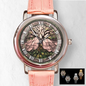 Watches for Women, Tree of Life Watch, Stained Glass Effect Watch, Majestic Tree, God Watch, Unique Watches, Nature Lover Gift, Timepiece
