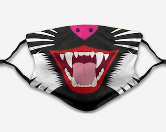 Vampire Cat Half Mask - Black Feline Cosplay Halloween Costume Disguise