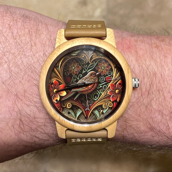 Wooden Watches for Women Bird Watch Unique Watches Floral