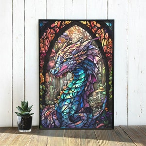 Stained Glass Dragon Jigsaw Puzzle: Wood Animal Puzzle