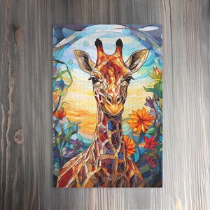 Stained Glass Giraffe Puzzle: Wooden Jigsaw, Adult Puzzle