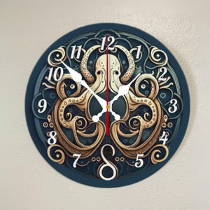 Vintage Style Octopus Clock: Whimsical Beachfront Wall Art