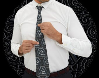 Valknut Viking Necktie: Nordic Menswear Gift