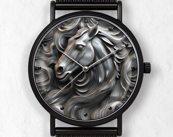 3D Horse Watch: Stainless Steel Watches, Rancher Gift, Handmade Watches
