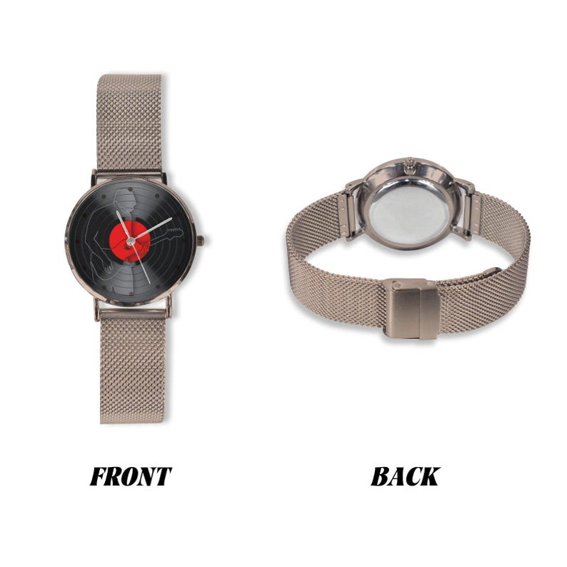 Vinyl record guitar watch, music lover gift, retro art wristwatch for men and women, Music Fandom watches image 7