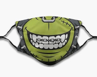 Frankenstein Mask - Green Monster Half Mask - Kids Halloween Costume Face Cover