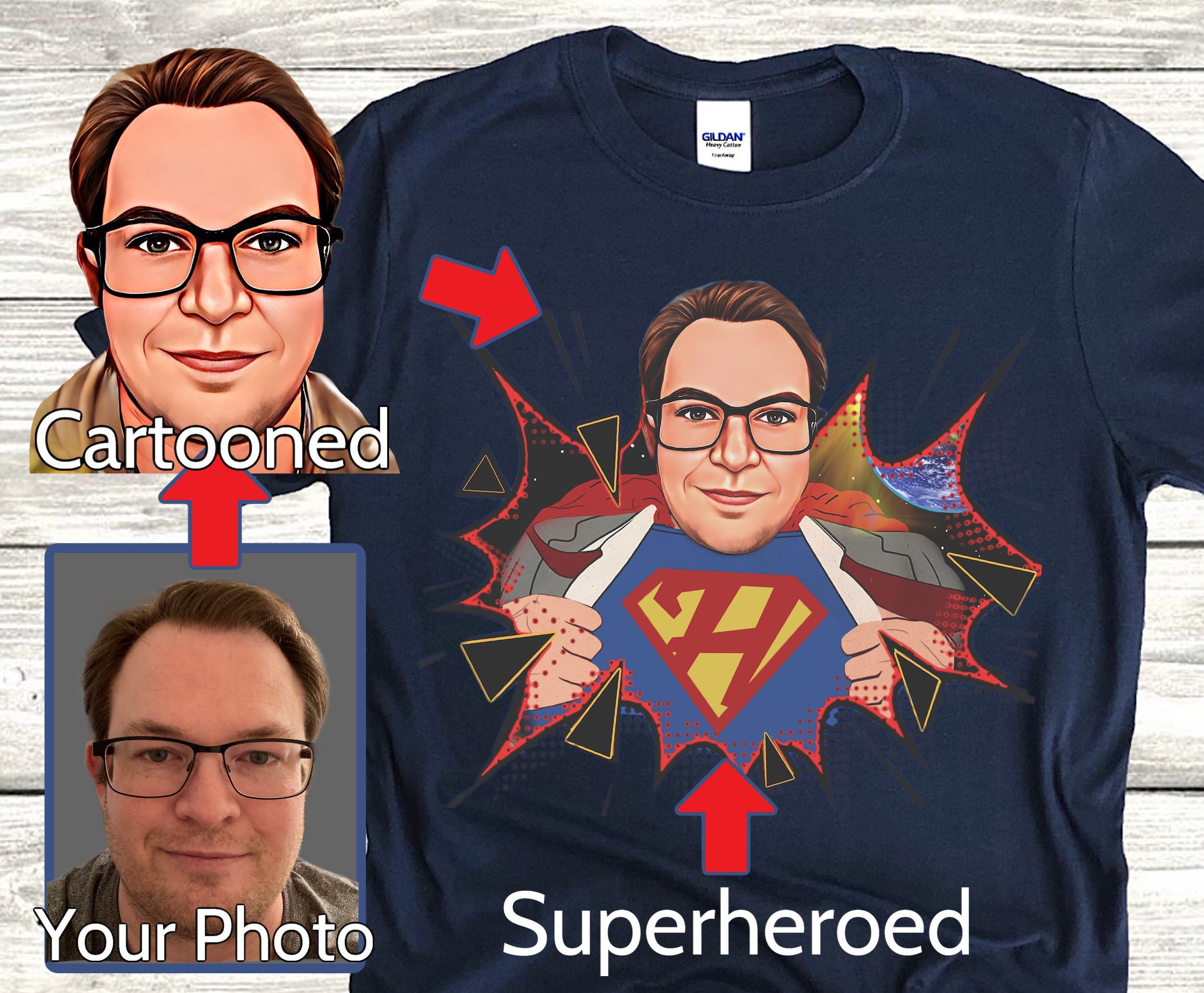Discover Maglietta T-Shirt Personalizzata Super Heroes Supereroe Uomo Donna Bambini