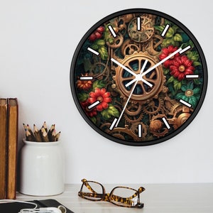 Steampunk Floral Wall Clock: Silent, Unique Home Decor