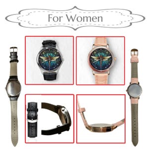 Watches for Women, Dragon Fly Gift, Unique Watches, Unisex Wristwatch, Colorful Hour Marks, Gold Watch, Silver Watch, Watch for Men & Women image 7