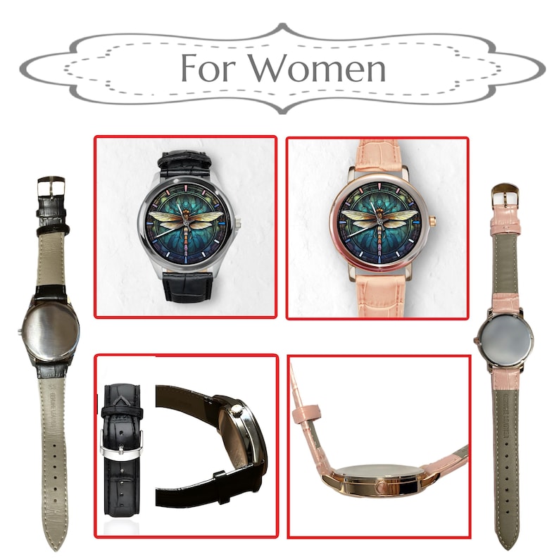 Watches for Women, Dragon Fly Gift, Unique Watches, Unisex Wristwatch, Colorful Hour Marks, Gold Watch, Silver Watch, Watch for Men & Women image 7