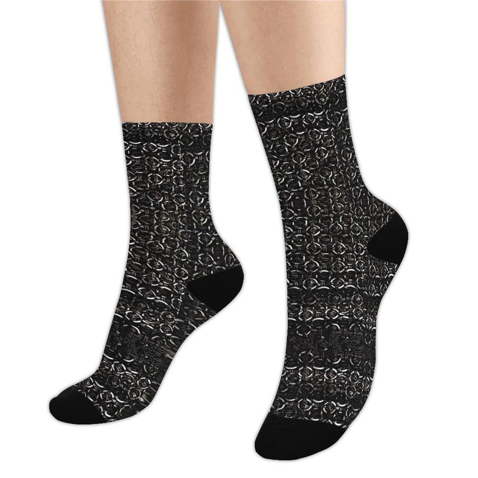 Viking Chainmail Socks Foot Armor Printed Crew Socks for Men Etsy