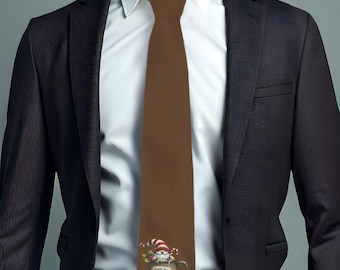 Christmas Tie for Men, Hot Chocolate Santa Party Necktie, Unique Novelty Ties for Holiday Party