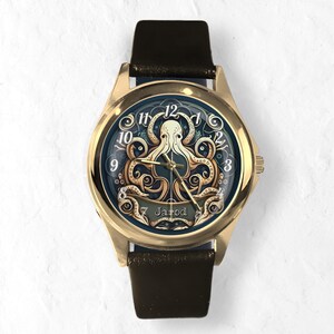 Octopus Watch: Personalized Stainless Steel & Leather Timepiece Peachy Pink Watch