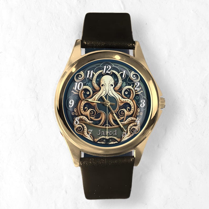 Octopus Watch: Personalized Stainless Steel & Leather Timepiece Peachy Pink Watch