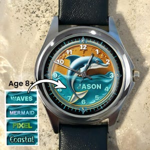 Custom Dolphin Watch, Unique Kid Watches, Women’s Watch, Name Watch, Personalized Gift, Gift for Daughter, Kids Birthday Gift, Gift for Her