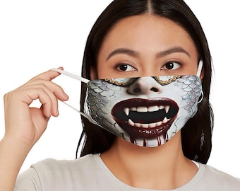 Vampire Bite Face Mask | Bloody Fangs Halloween Horror Mask