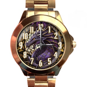 Watches for Men, Dragon Watch, Unique Watches, Dragon Gift, Stainless Steel Watch for Dad, Unisex Watch, Gold Watch